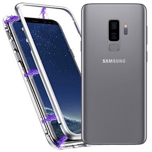 Магнитный противоударный чехол (бампер) 360 градусов защиты для Samsung Galaxy S9 Plus (G965) – Серебряный