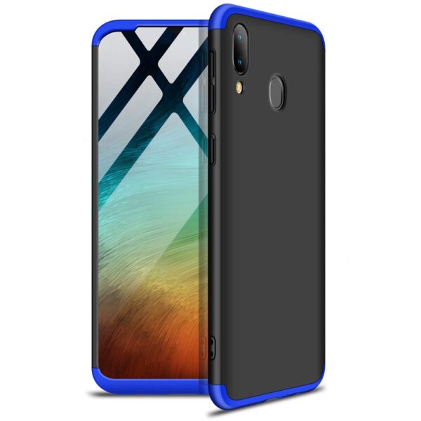 Матовый пластиковый чехол GKK 360 градусов для Samsung Galaxy A20s 2019 (A207) – Черный / Синий