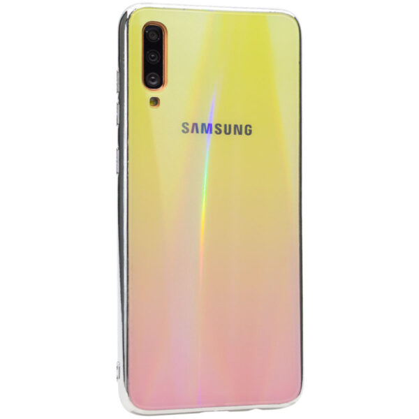 TPU+Glass чехол Gradient Aurora с лого для Samsung Galaxy A70 2019 (A705) – Розовый