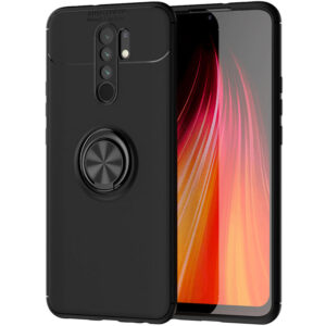 Cиликоновый чехол Deen ColorRing c креплением под магнитный держатель для Xiaomi Redmi 9 – Черный