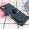 Ударопрочный чехол Leather Design With Ring TPU+PC под магнитный держатель для Samsung Galaxy A01 – Металл / Gun Metal 65330