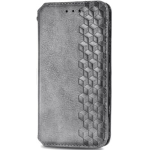 Кожаный чехол-книжка GETMAN Cubic для Oppo A73 – Серый