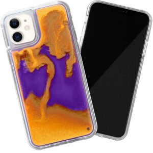 Неоновый чехол Neon Sand светящийся в темноте для Iphone 11 – Фиолетовый / Оранжевый