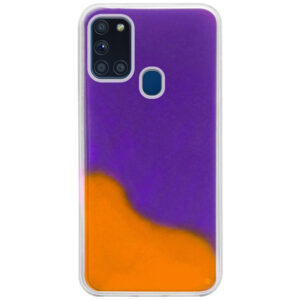 Неоновый чехол Neon Sand светящийся в темноте для Samsung Galaxy A21s – Фиолетовый / Оранжевый