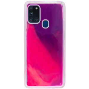 Неоновый чехол Neon Sand светящийся в темноте для Samsung Galaxy A21s – Фиолетовый / Розовый