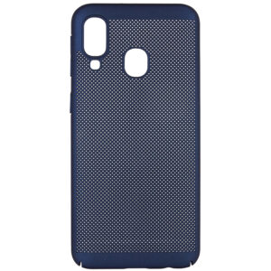 Ультратонкий дышащий чехол Grid case для Samsung Galaxy A40 2019 (A405) – Темно-синий