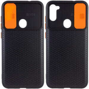 Чехол Camshield Black TPU со шторкой защищающей камеру для Samsung Galaxy A11 / M11 – Черный / Оранжевый