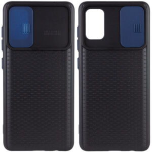 Чехол Camshield Black TPU со шторкой защищающей камеру для Samsung Galaxy A41 – Черный / Синий