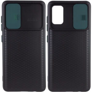 Чехол Camshield Black TPU со шторкой защищающей камеру для Samsung Galaxy A41 – Черный / Темно-зеленый