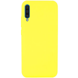 Чехол Silicone Cover Full without Logo (A) с микрофиброй для Samsung Galaxy A50 / A30s  – Желтый / Neon Yellow