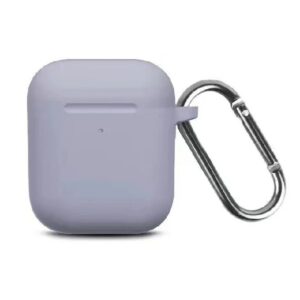 Чехол для наушников Silicone Case New + карабин для Apple Airpods 1/2 – Lavender gray