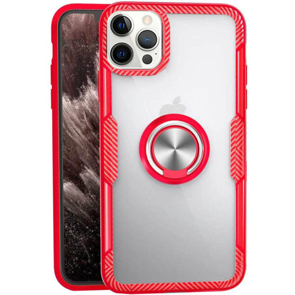Чехол TPU+PC Deen CrystalRing с креплением под магнитный держатель для Iphone 12 Pro / 12 – Красный