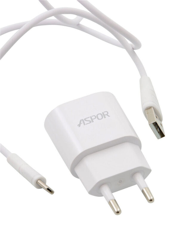 Сетевое зарядное устройство Aspor A818 plus + кабель Micro USB 2.4A – White