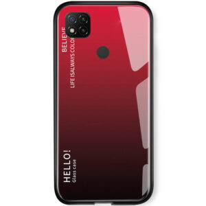 TPU+Glass чехол Gradient HELLO с градиентом для Xiaomi Redmi 9C / 10A – Красный