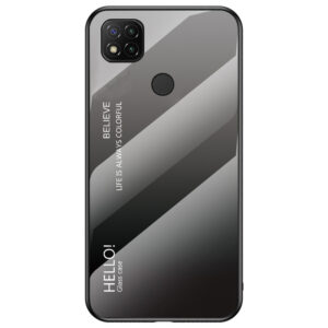 TPU+Glass чехол Gradient HELLO с градиентом для Xiaomi Redmi 9C – Черный / Серый