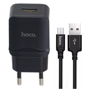 Сетевое зарядное устройство HOCO C27A + кабель MicroUSB 1USB 2.4A – Black