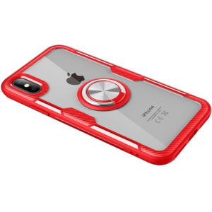 Cиликоновый чехол Deen CrystalRing c креплением под магнитный держатель для Iphone X / XS – Красный