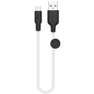 Кабель Hoco X21 plus Silicone USB to MicroUSB 2.4A (0.25м) – Black / White