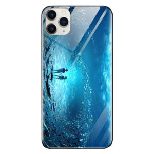TPU+Glass чехол Night case светящийся в темноте для Iphone 11 Pro – Под водой / Голубой