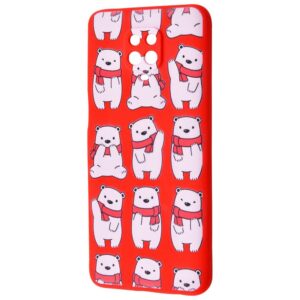 TPU чехол WAVE Fancy Case для Xiaomi Redmi Note 9s / Note 9 Pro / Note 9 Pro Max – Bears with a scarf / Red