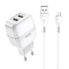 Мережевий зарядний пристрій Hoco C77A + кабель MicroUSB 2USB 2.4A White 71539