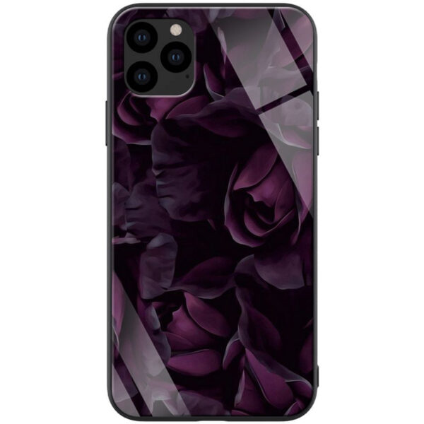 TPU+Glass чехол ForFun для Iphone 11 Pro Max – Фиолетовый / Розы