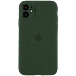 Оригинальный чехол Silicone Case Full Camera Protective с микрофиброй для Iphone 11 – Зеленый / Dark green