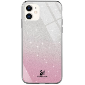 Чехол с блестками Swarovski TPU+Glass для Iphone 12 Mini – Розовый