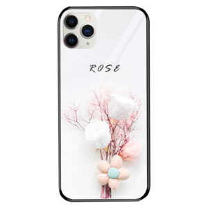 TPU+Glass чехол Night case светящийся в темноте для Iphone 11 Pro – Rose / Белый