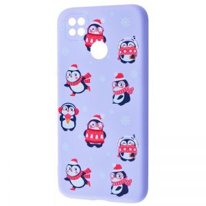 TPU чехол WAVE New Year Case для Xiaomi Redmi 9C / Redmi 10A – Penguins / Light purple
