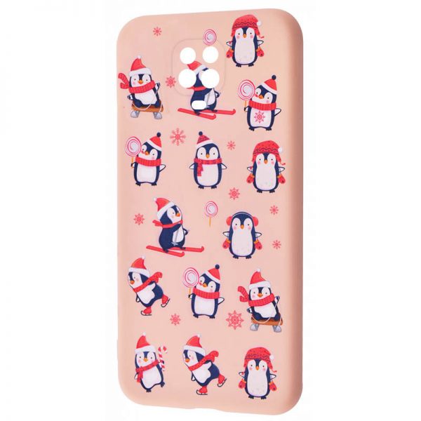 TPU чехол WAVE New Year Case для Xiaomi Redmi Note 9s / Note 9 Pro / Note 9 Pro Max – Penguins / Pink sand