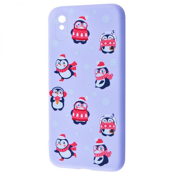 Чохол WAVE New Year для Xiaomi Redmi 9A Penguins / Light purple