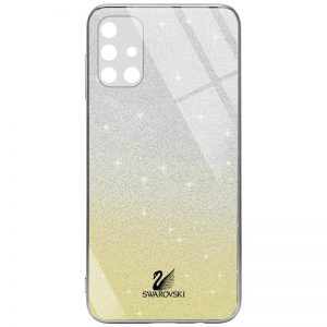 TPU+Glass чехол Swarovski Full Camera для Samsung Galaxy M51 – Золотой