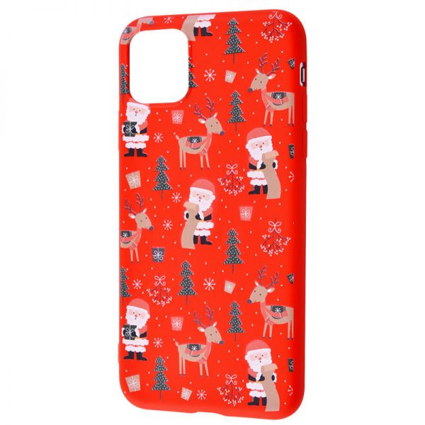 TPU чехол WAVE New Year Case для Iphone 11 – Santa Claus and Deer / Red