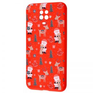 TPU чехол WAVE New Year Case для Xiaomi Redmi Note 9s / Note 9 Pro / Note 9 Pro Max – Santa Claus and Deer / Red