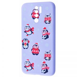 TPU чехол WAVE New Year Case для Xiaomi Redmi 9 – Penguins / Light purple