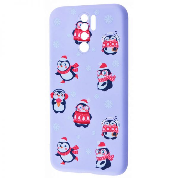 Чохол WAVE New Year для Xiaomi Redmi 9 Penguins / Light purple