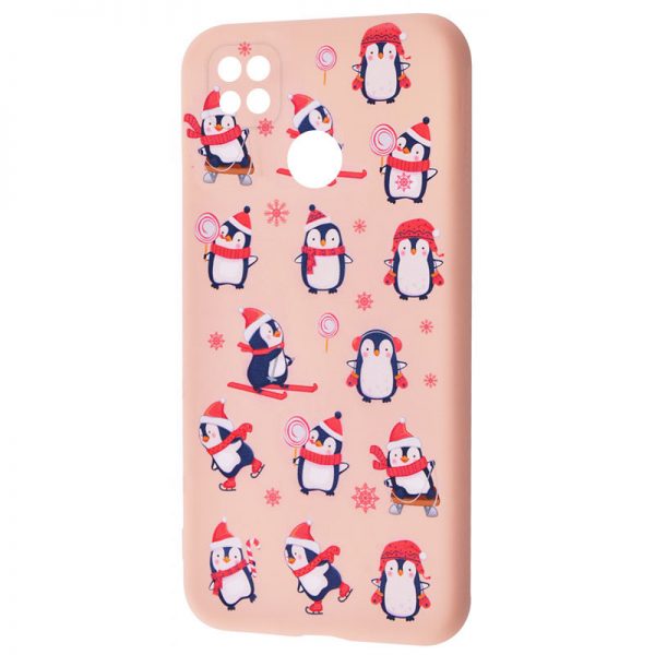 Чохол WAVE New Year для Xiaomi Redmi 9C / Redmi 10A Penguins / Pink sand