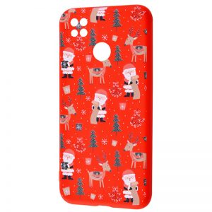 TPU чехол WAVE New Year Case для Xiaomi Redmi 9C / Redmi 10A – Santa Claus and Deer / Red