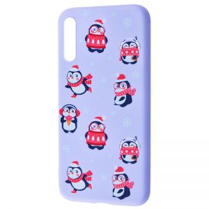 TPU чехол WAVE New Year Case для Samsung Galaxy A50 / A30s  – Penguins / Light purple