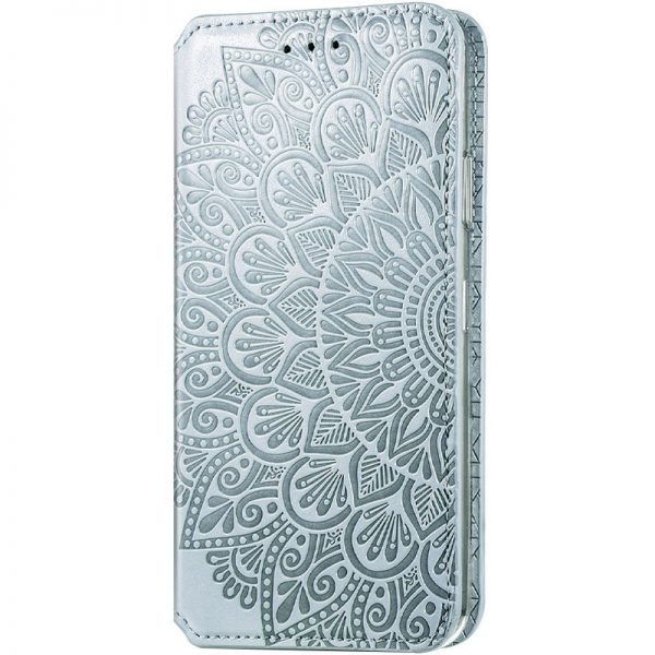 Кожаный чехол-книжка GETMAN Mandala для Samsung Galaxy A02 – Серый
