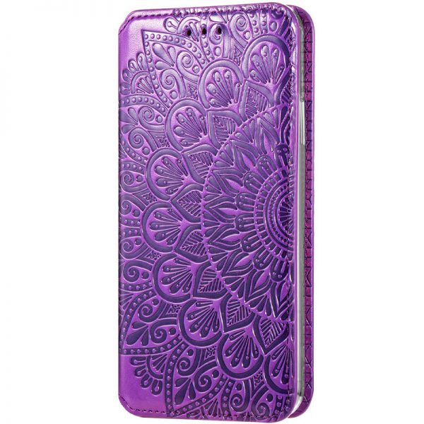Кожаный чехол-книжка GETMAN Mandala для Samsung Galaxy A02s – Фиолетовый