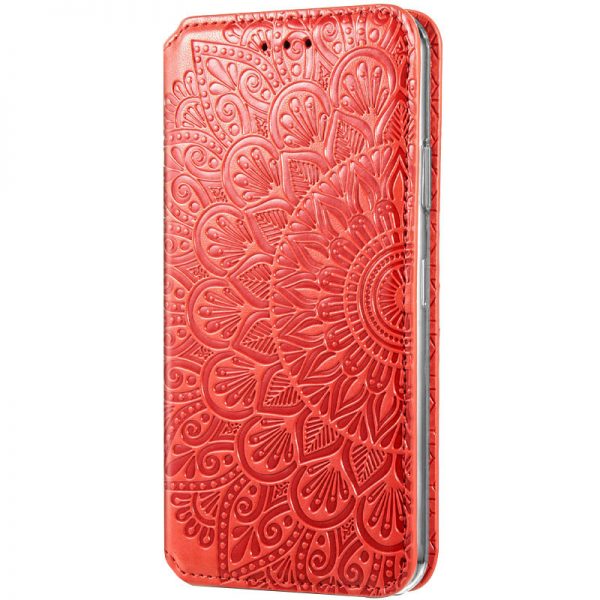Кожаный чехол-книжка GETMAN Mandala для Samsung Galaxy A02s – Красный