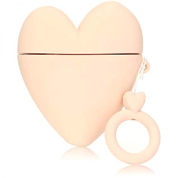 Силиконовый чехол для наушников Lucky Heart series + кольцо для Apple Airpods 2 – Розовый