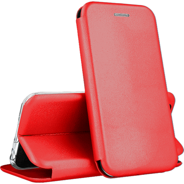 Кожаный чехол-книжка 360 с визитницей для Huawei P Smart 2021 – Красный