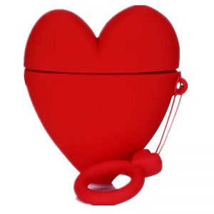 Силиконовый чехол для наушников Lucky Heart series + кольцо для Apple Airpods 2 – Красный