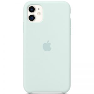 Оригинальный чехол Silicone Case с микрофиброй для Iphone 11 – Серо-голубой / Seafoam
