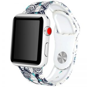 Ремешок силиконовый с рисунком для Apple Watch 38 mm / 40 mm / SE 40 mm / 41 mm – Синий / Бабочки