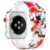 Ремешок силиконовый с рисунком для Apple Watch 42 mm / 44 mm / 45 mm / 49 mm – Белый / Цветы и листья 82060