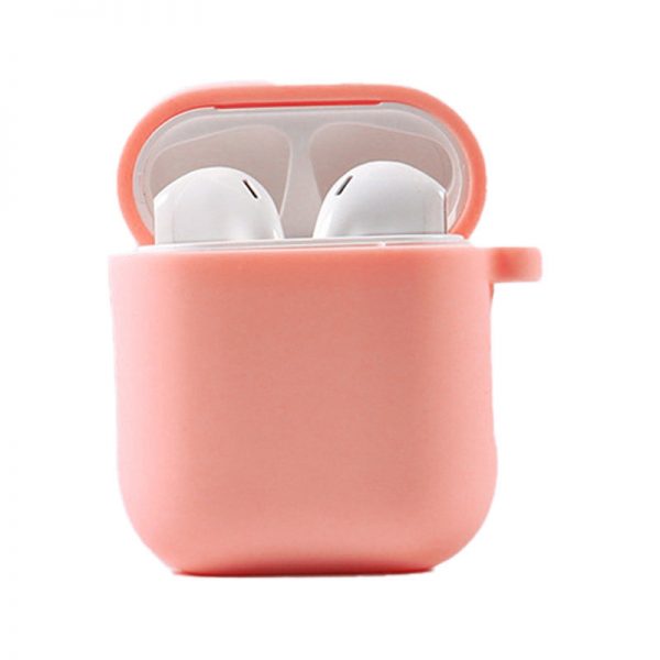 Силиконовый чехол для наушников с микрофиброй для Apple Airpods 1/2 – Розовый / Peach
